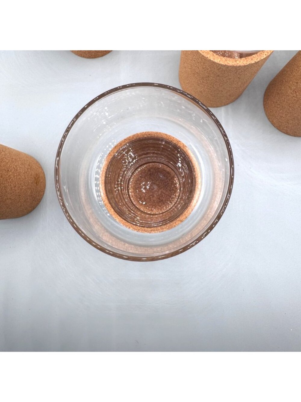 Vintage IKEA Tumbler Glass Cork Base Sleeve 10oz Stackable Set of 7 Portugal - Picture 7 of 16